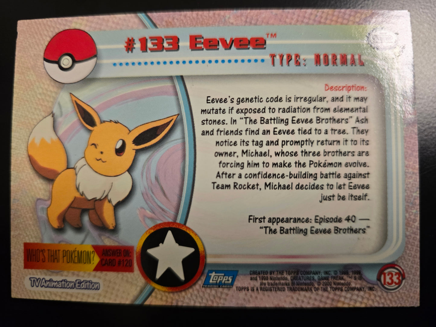 #133 Eevee Topps Trading Cards