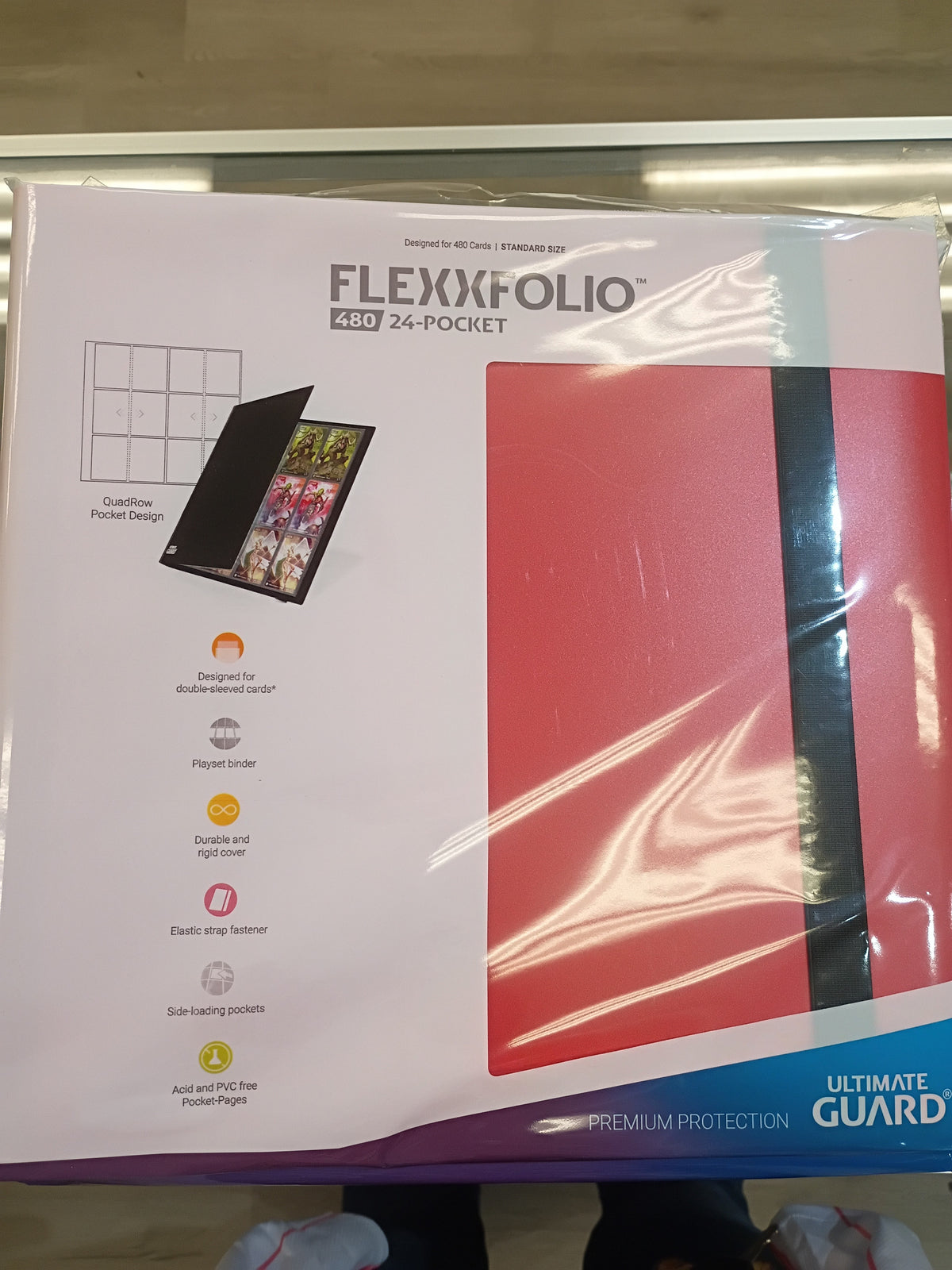 Standard size Flexxfolio 24-pocket card binder (Color Red)