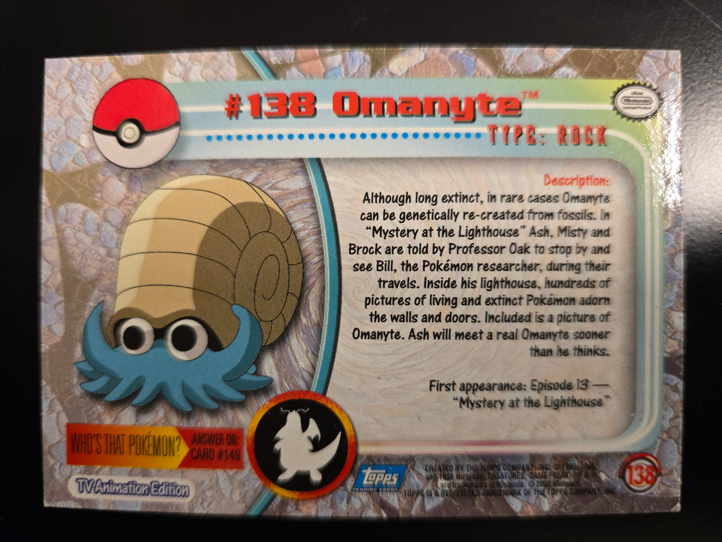 #138 Omanyte Topps Trading Cards