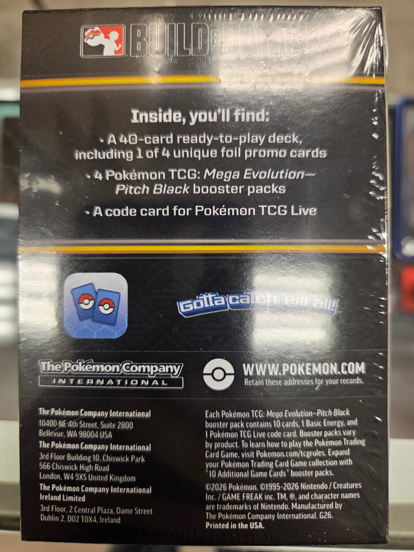 Pokémon Pitch Black Build and Battle Deck w/4 single packs