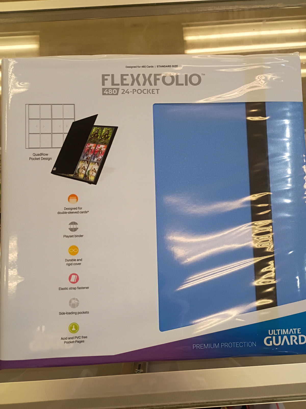 Standard size Flexxfolio 24-pocket card binder (Color Blue)