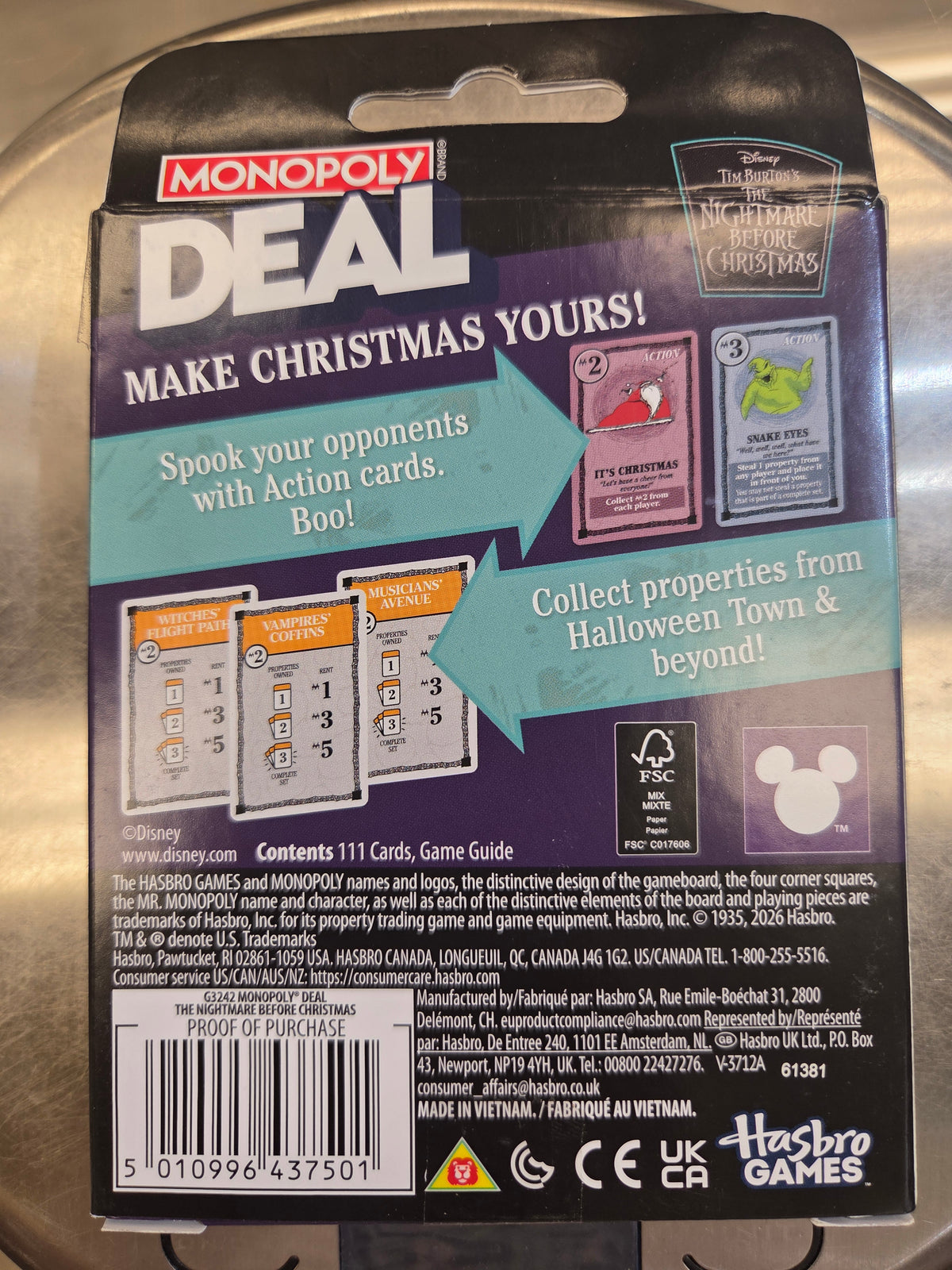 Hasbro Games The Nightmare Before Christmas Monopoly Deal Card Game