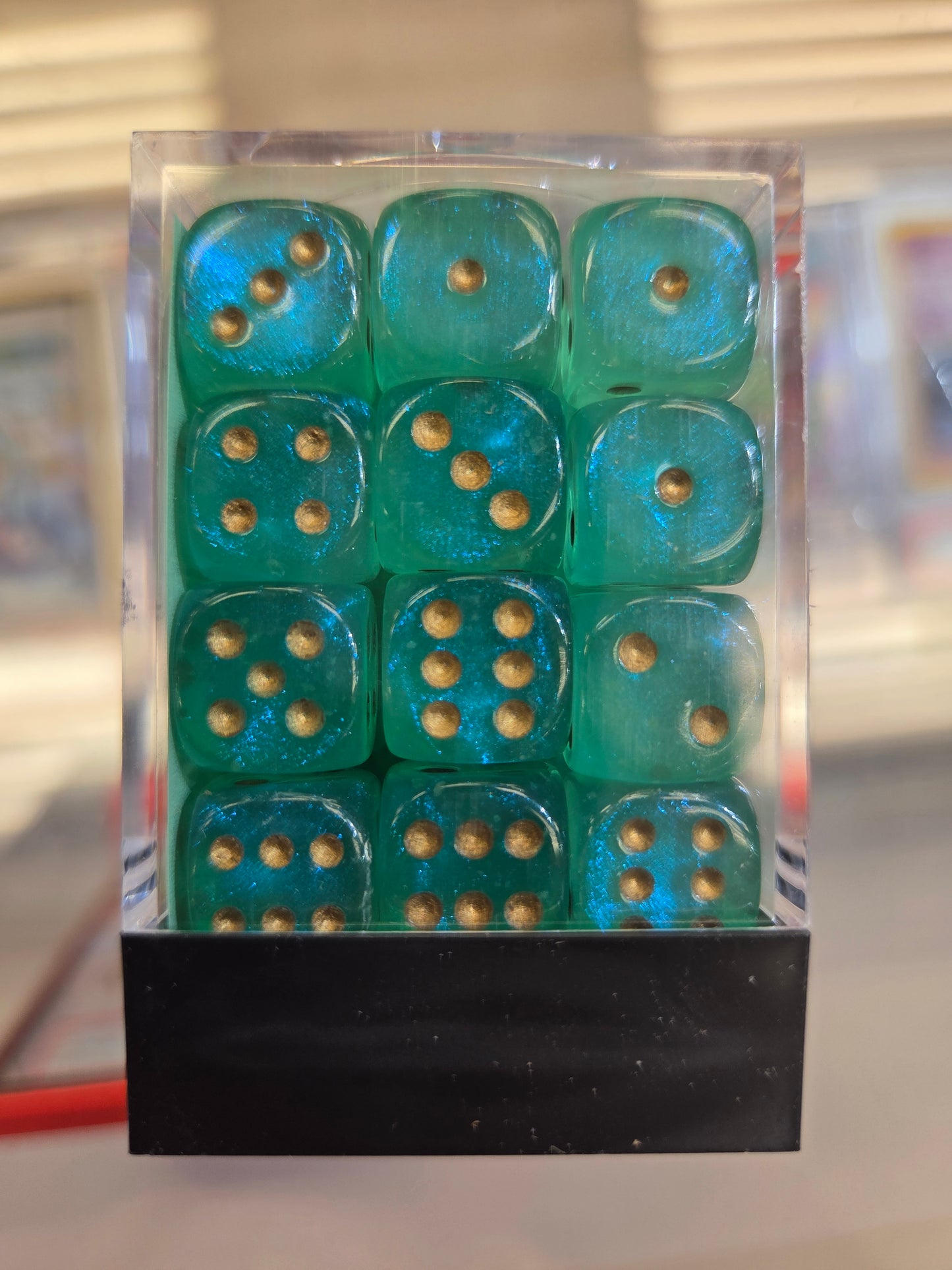 Chessex mini Dice LightGreen/Gold set of 36 12mm D6