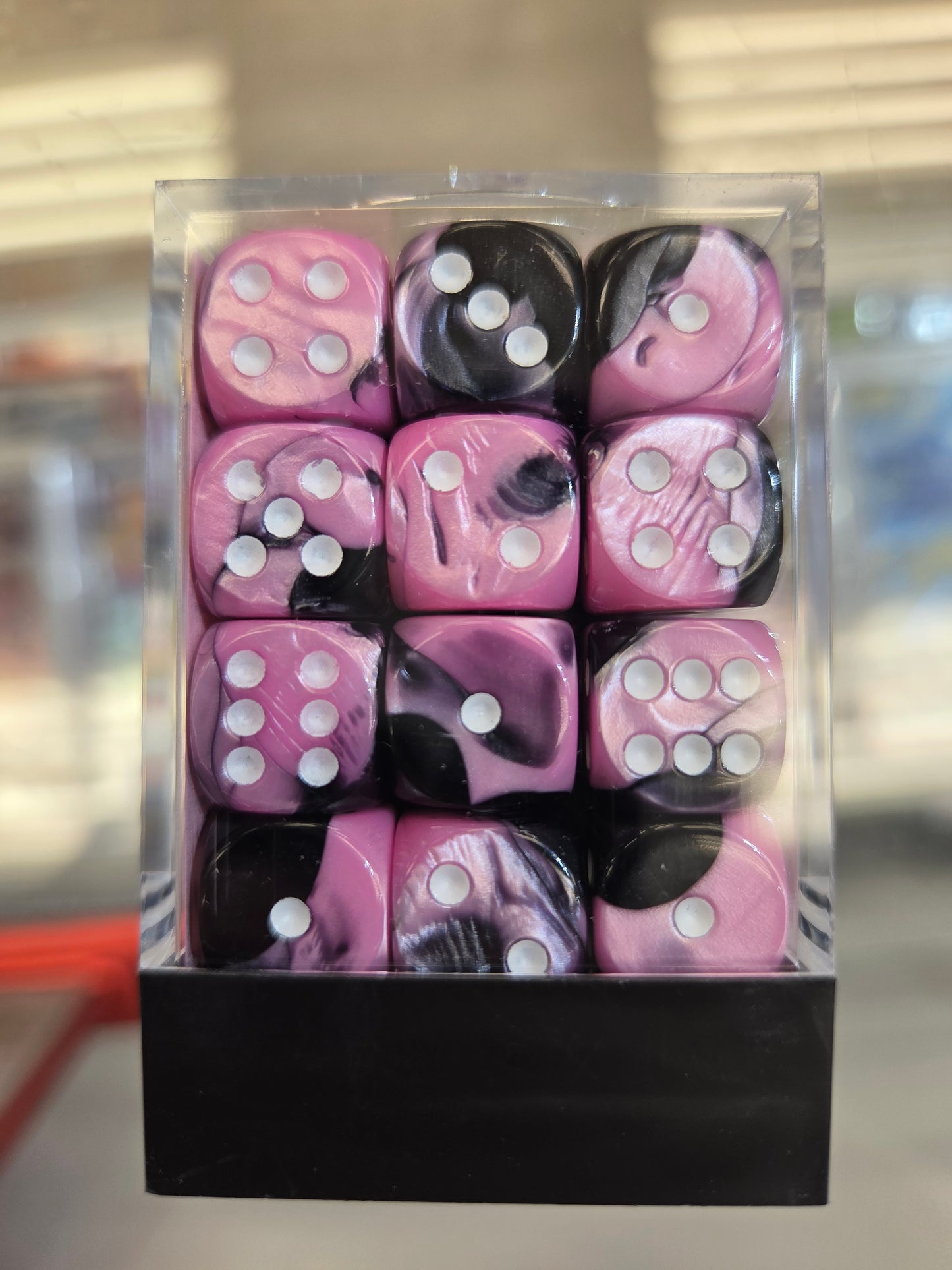 Chessex Dice Black-Pink/White set of 36 12mm D6