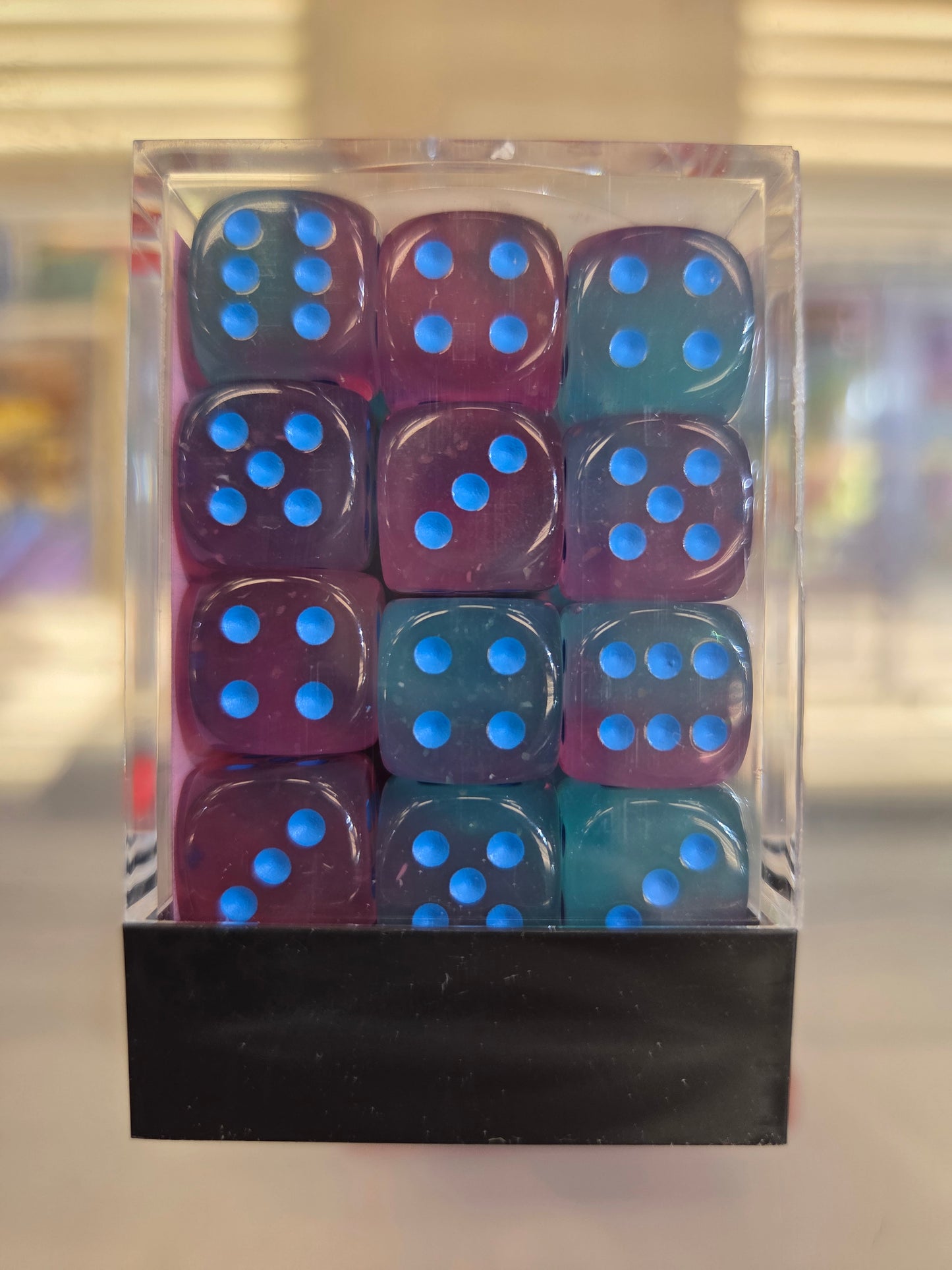 Chessex mini Dice GelGreen-Pink/Blue set of 36 12mm D6