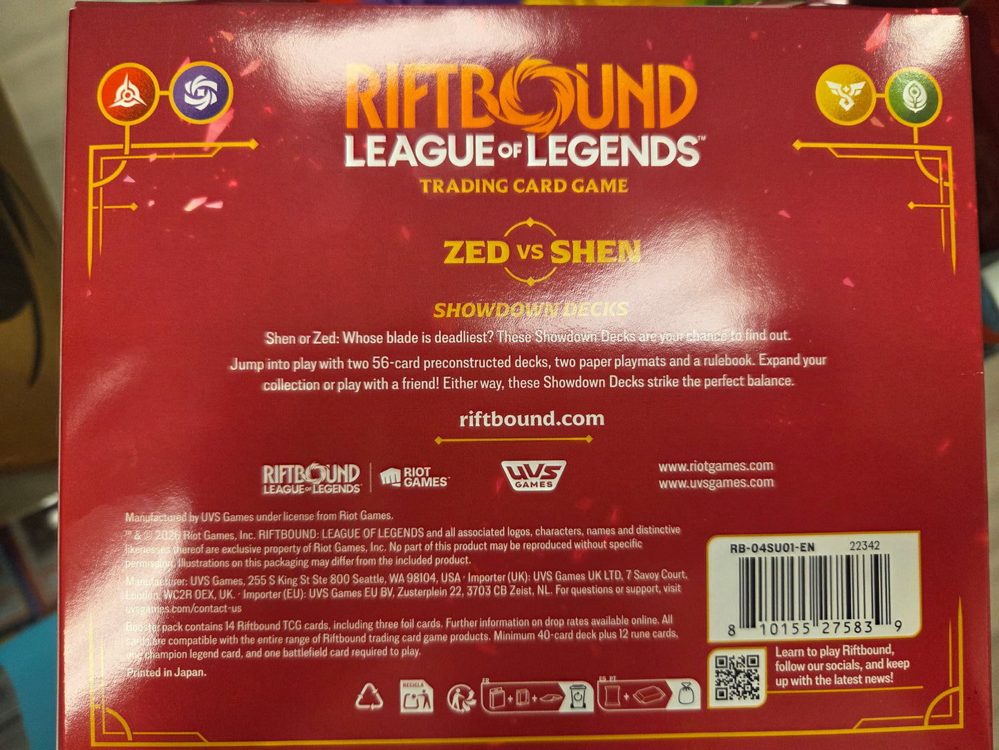 Riftbound Zed vs Shen Showdown Deck