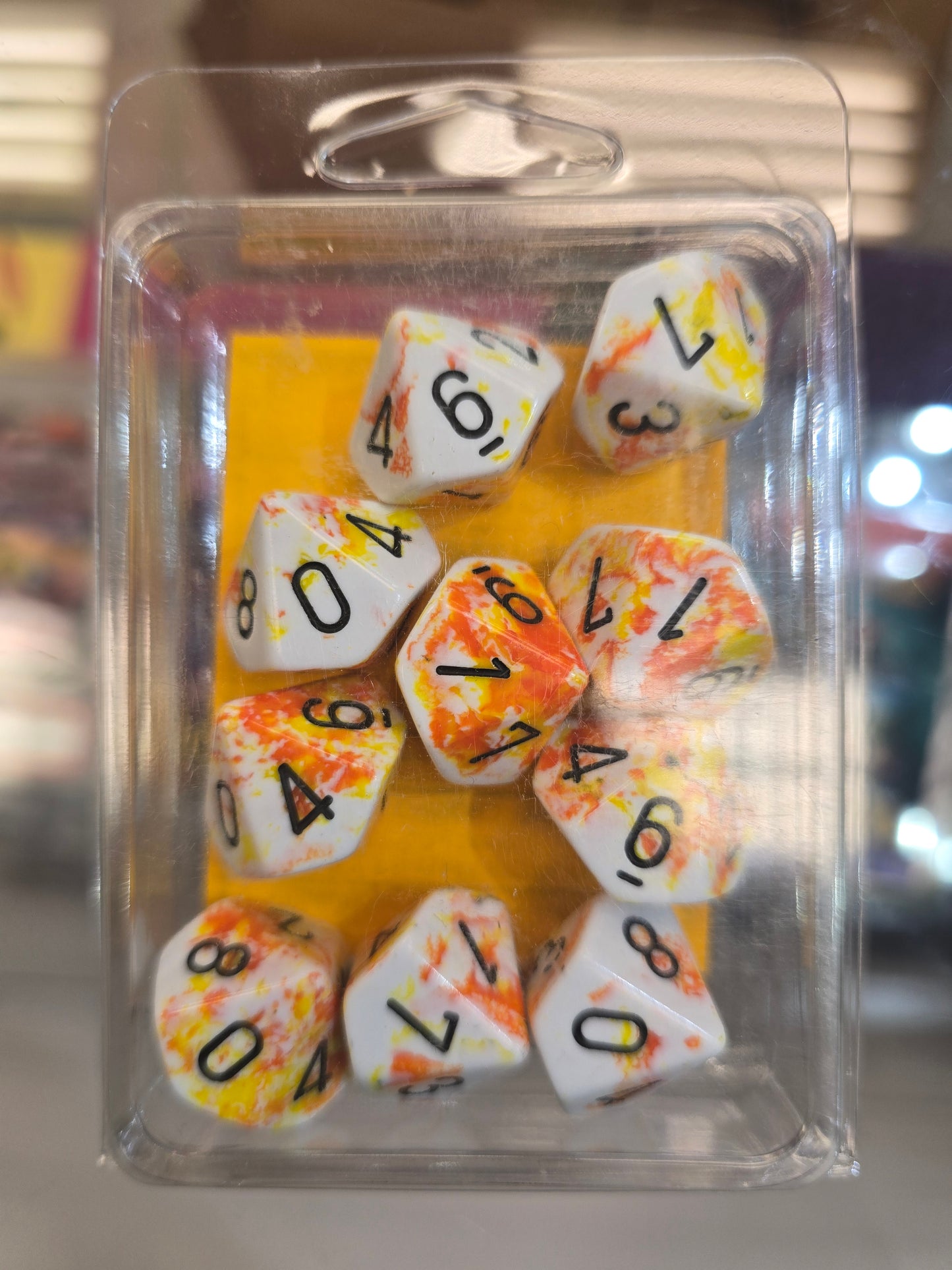 Chessex Brush Dice Set Of 10 D10 Dice Sunrise/Black