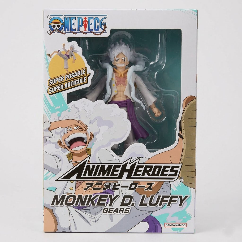 Bandai Anime Heroes Monkey D. Luffy Gear 5 Sun God Nika 6-Inch Action Figure Box Art at Emerald Market Alamogordo, New Mexico