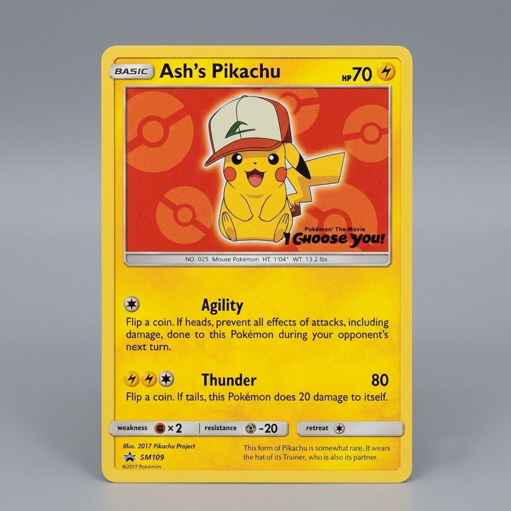 Ash's Pikachu SM109 SM Promos Normal NM at Emerald Market Alamogordo, New Mexico