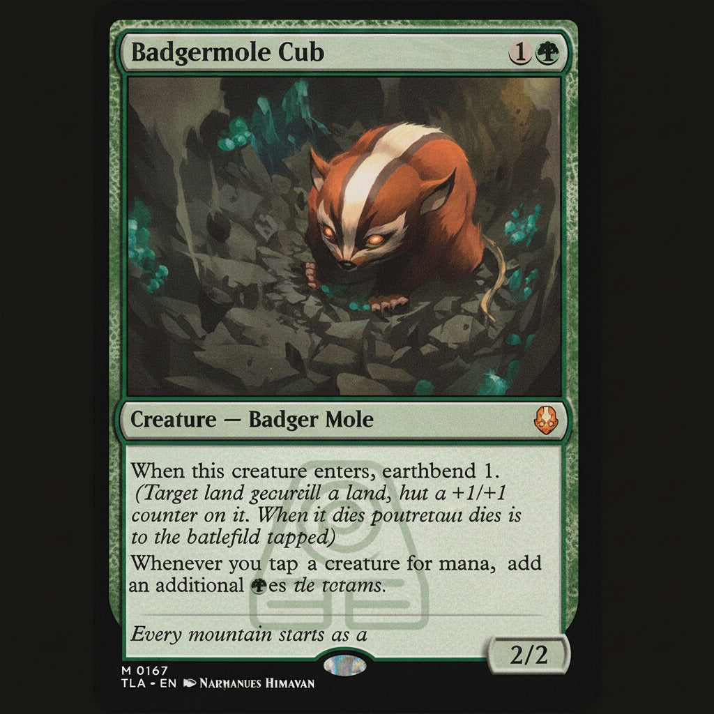 Avatar: The Last Airbender Trading Card Game Badgermole Cub Creature Card Near Mint Condition at Emerald Market Alamogordo, New Mexico