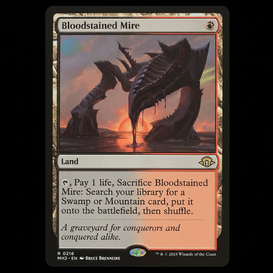 The Gathering Modern Horizons 3 Bloodstained Mire Rare Fetch Land Near Mint Condition Card at Emerald Market Alamogordo, New Mexico