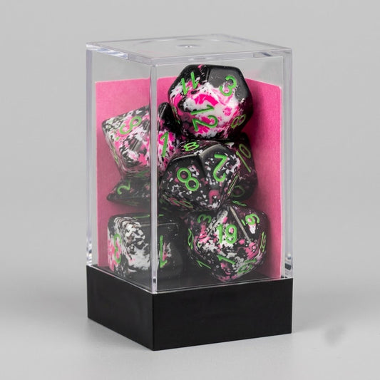 Chessex Brush Dice Polyhedral 7-Die Set Paintball/Green