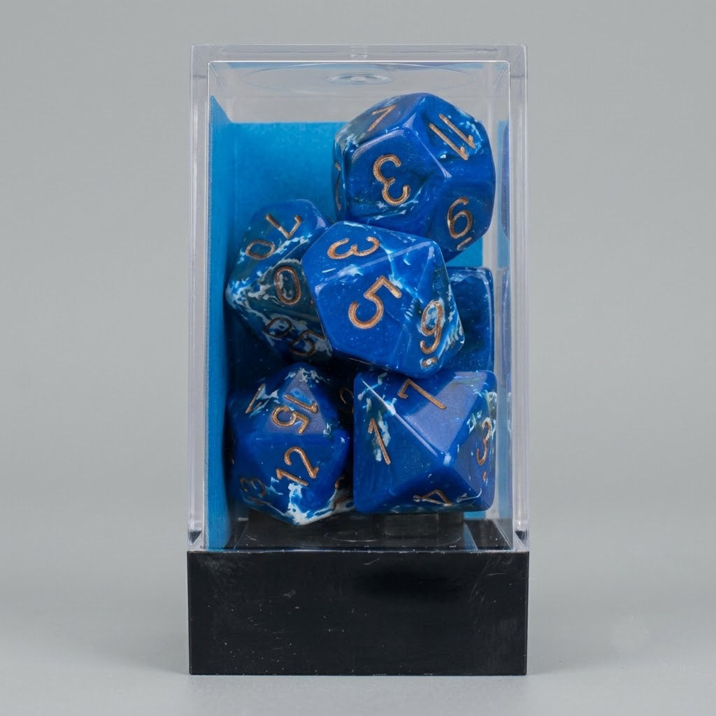 Chessex Brush Dice Polyhedral 7-Die Set Wavebreak/Gold