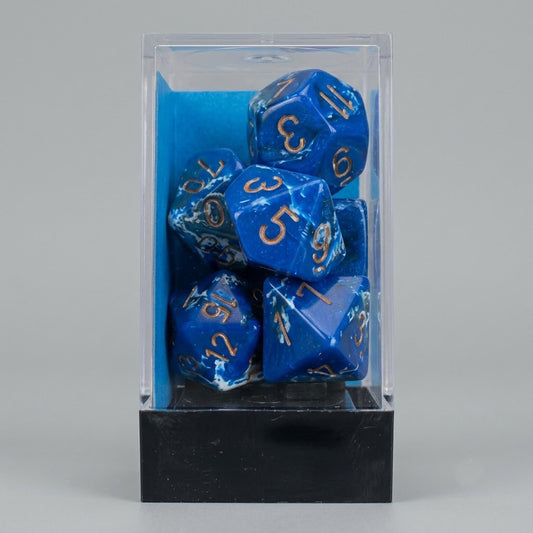 Chessex Brush Dice Polyhedral 7-Die Set Wavebreak/Gold