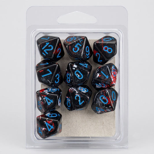 Chessex Brush Dice Set Of Ten D10 Dark Side/Blue
