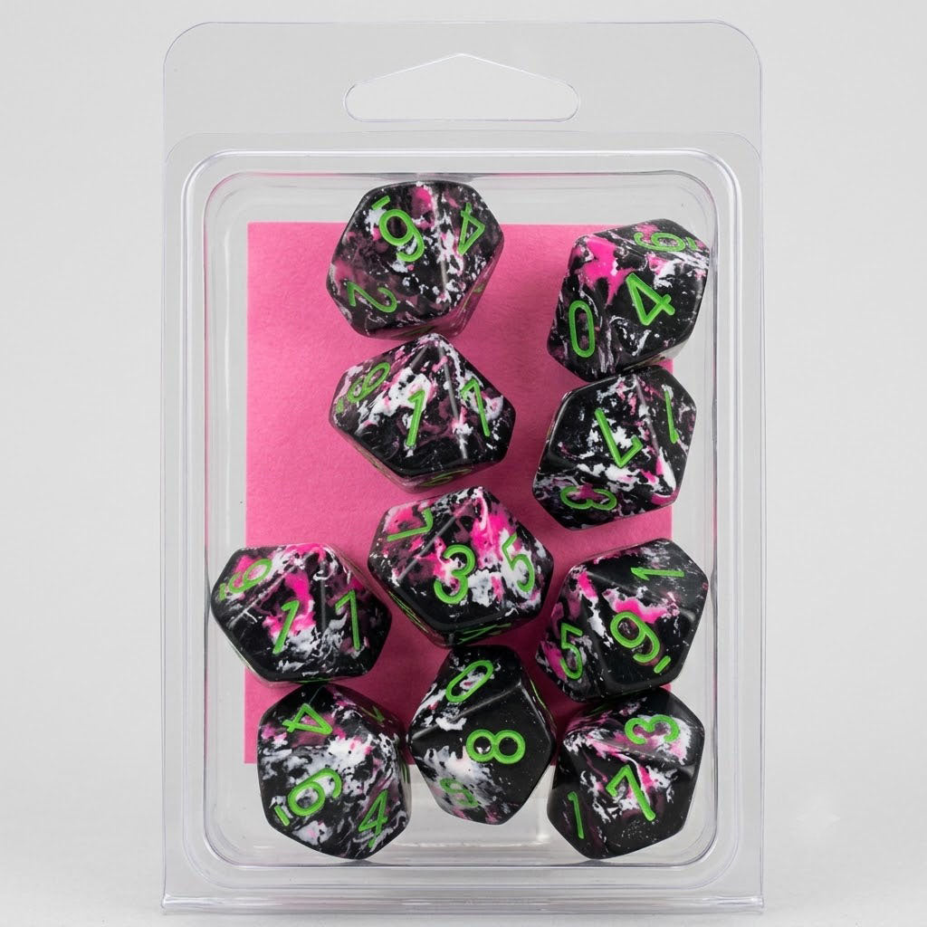 Chessex Brush Dice Set of Ten D10 Paintball/Green