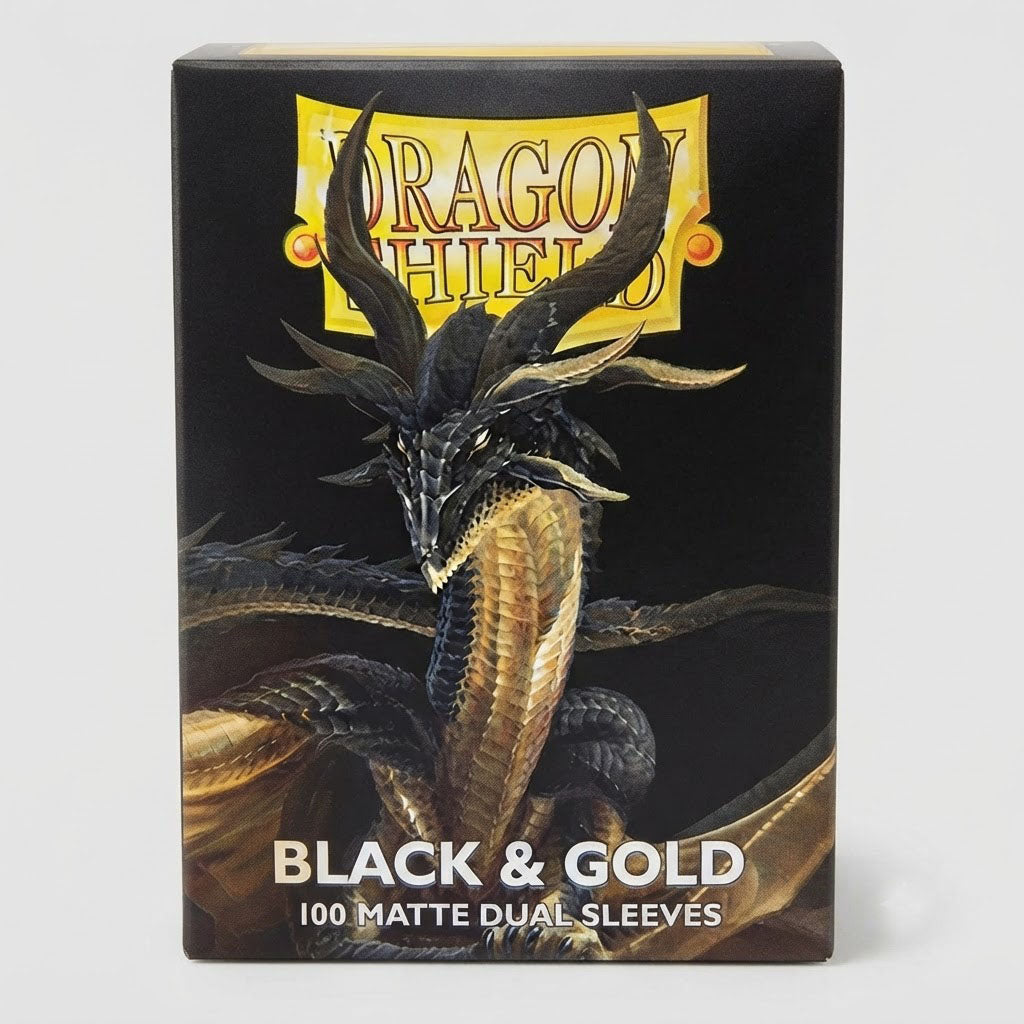 Dragon Shield 100 Matte Dual Sleeves Black and Gold