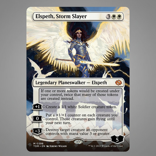 Magic: The Gathering Tarkir: Dragonstorm Elspeth, Storm Slayer 0398 Borderless Mythic Near Mint Condition Card at Emerald Market Alamogordo, New Mexico