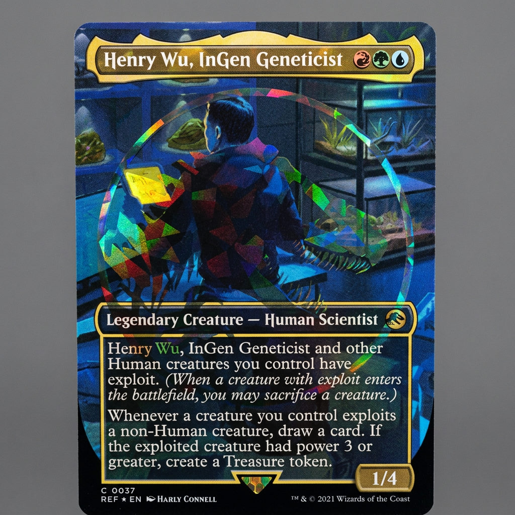 Henry Wu, InGen Geneticist R 0037 Universes Beyond: Jurassic World Collection Borderless Emblem Foil NM