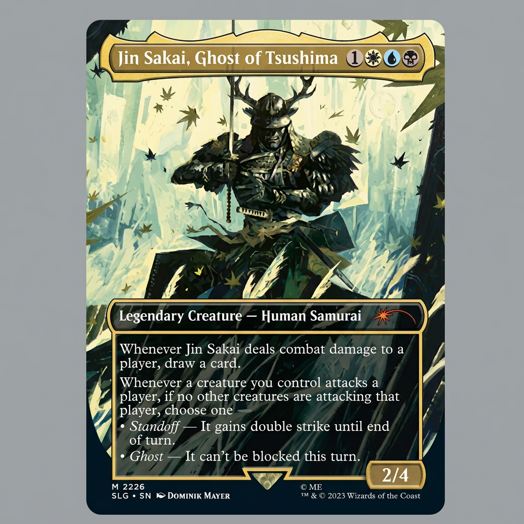 Jin Sakai, Ghost Of Tsushima M 2226 Secret Lair Drop Series Borderless Normal NM at Emerald Market Alamogordo, New Mexico
