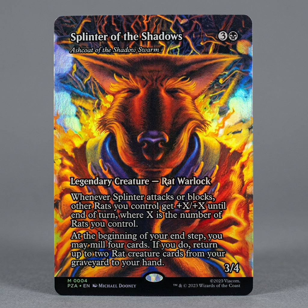 Splinter of the Shadows, Ashcoat of the Shadow Swarm M-0006 TMNT Borderless Foil NM at Emerald Market Alamogordo, New Mexico