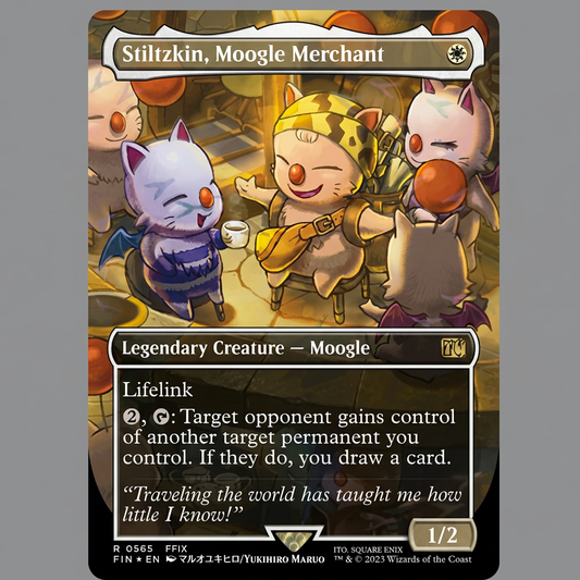 Stiltzkin, Moogle Merchant R 0565 Final Fantasy Borderless Chocobo Track Foil NM