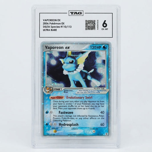 Pokémon TCG: Vaporeon ex Delta Species #110/113 TAG 6 EX-MT at Emerald Market Alamogordo, New Mexico