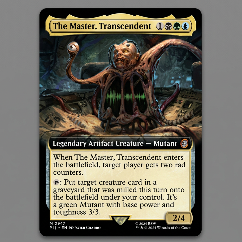 The Master, Transcendent M 0947 – Magic: The Gathering – Universes Beyond: Fallout Extended Art Surge Foil at Emerald Market Alamogordo, New Mexico