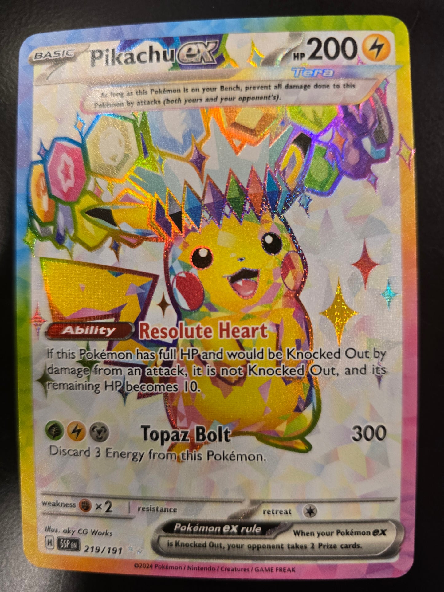 Pikachu Ex 219/191 Surging Sparks Holofoil NM