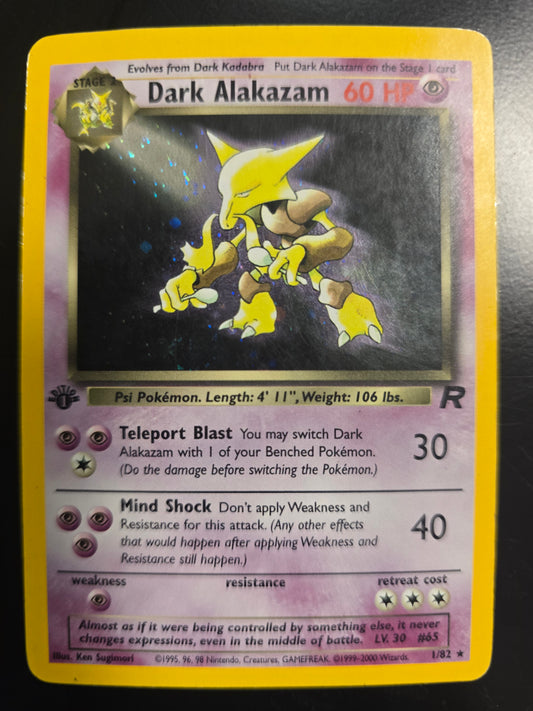 Dark Alakazam 1/82 Team Rocket 1st Edition Holofoil LP