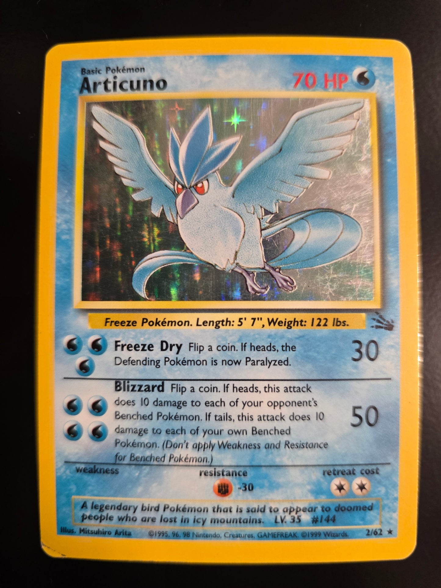 Articuno 2/62 Fossil Unlimited Holofoil MP