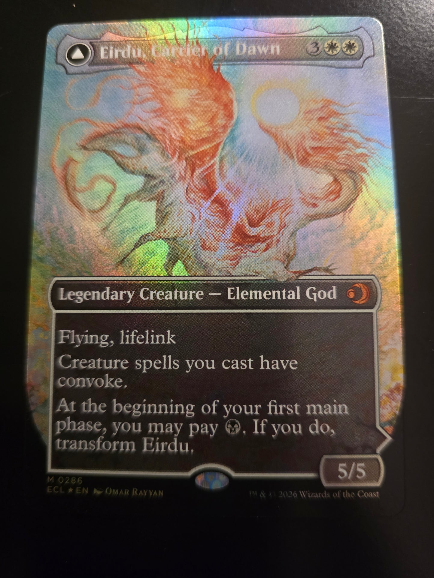 Eirdu, Carrier Of Dawn M 0286 Lorwyn Eclipsed Borderless Foil NM