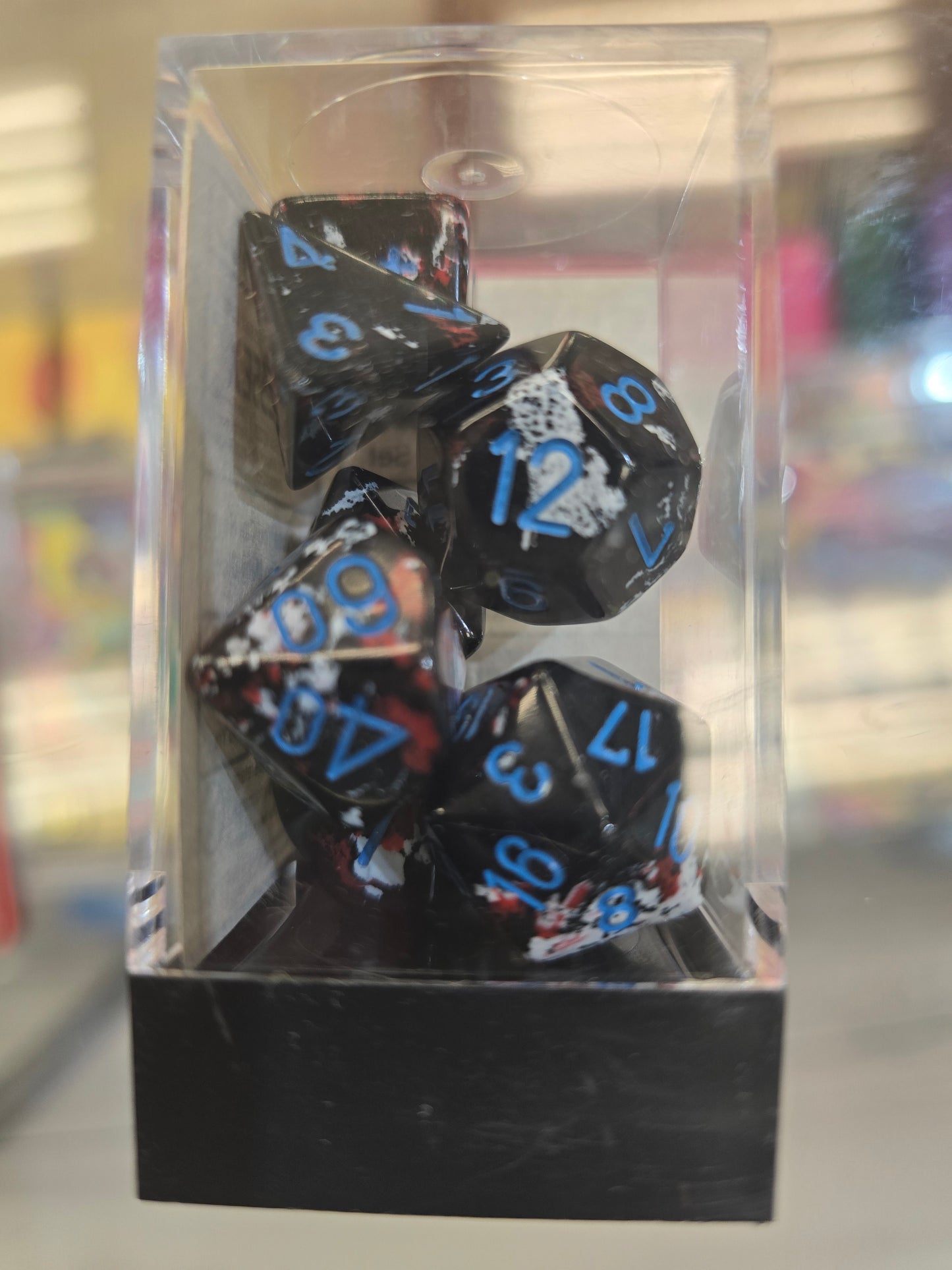 Chessex Brush Dice Polyhedral 7-Die Set Dark Side/Blue