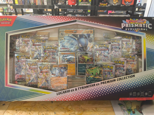 Prismatic Evolutions Lucario Ex & Tyranitar Ex Premium Collection