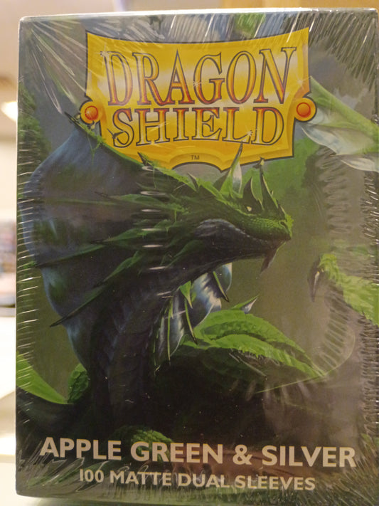 Dragon Shield 100 Matte Dual Sleeves Apple Green & Silver