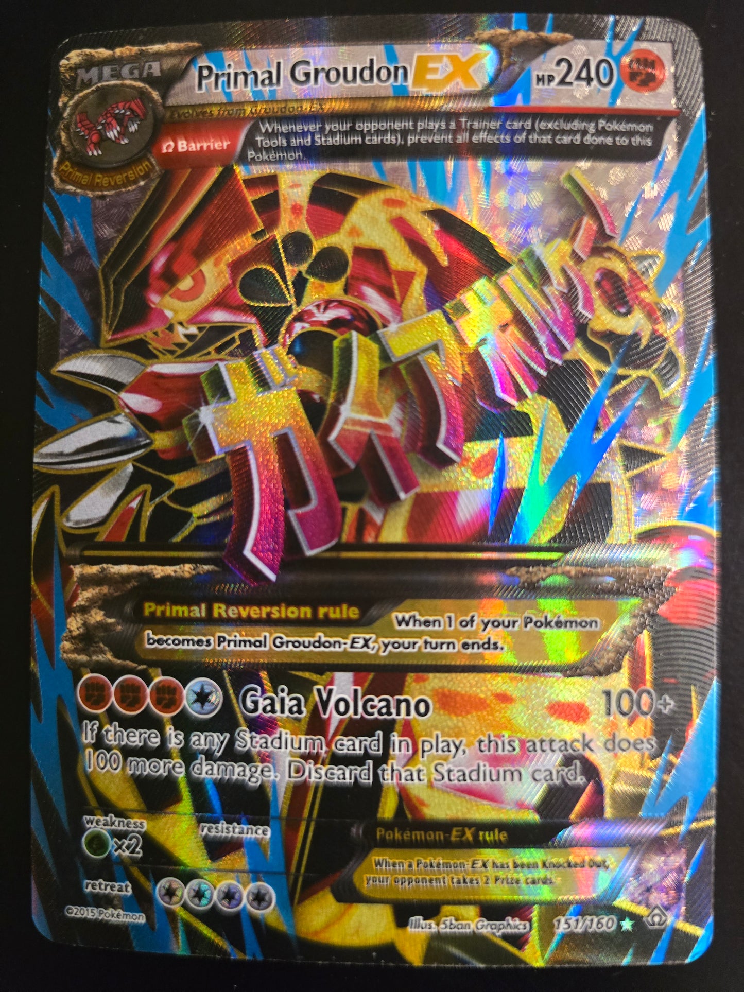Primal Groudon Ex 151/160 XY Primal Clash Omega 151 Full Art Holofoil NM