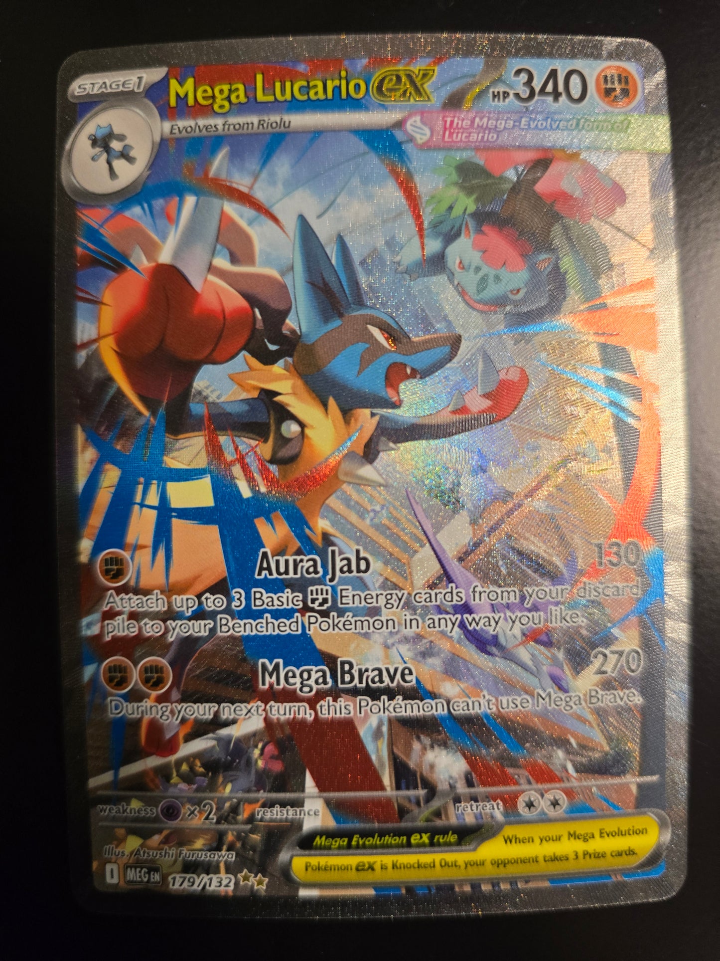 Mega Lucario Ex 179/132 Mega Evolution Holofoil NM