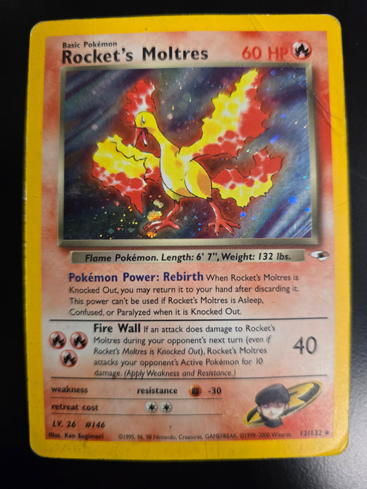 Rocket's Moltres 12/132 Unlimited Holofoil DMG