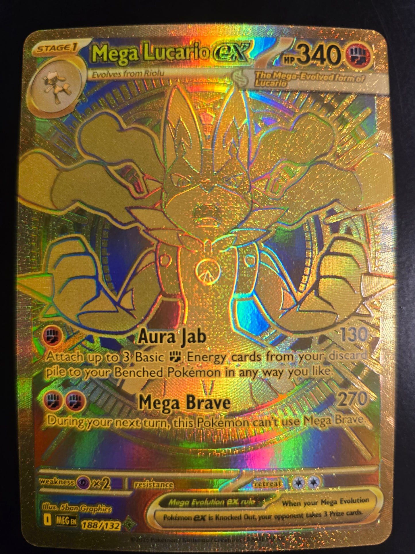 Mega Lucario Ex 188/132 Mega Evolution Holofoil NM