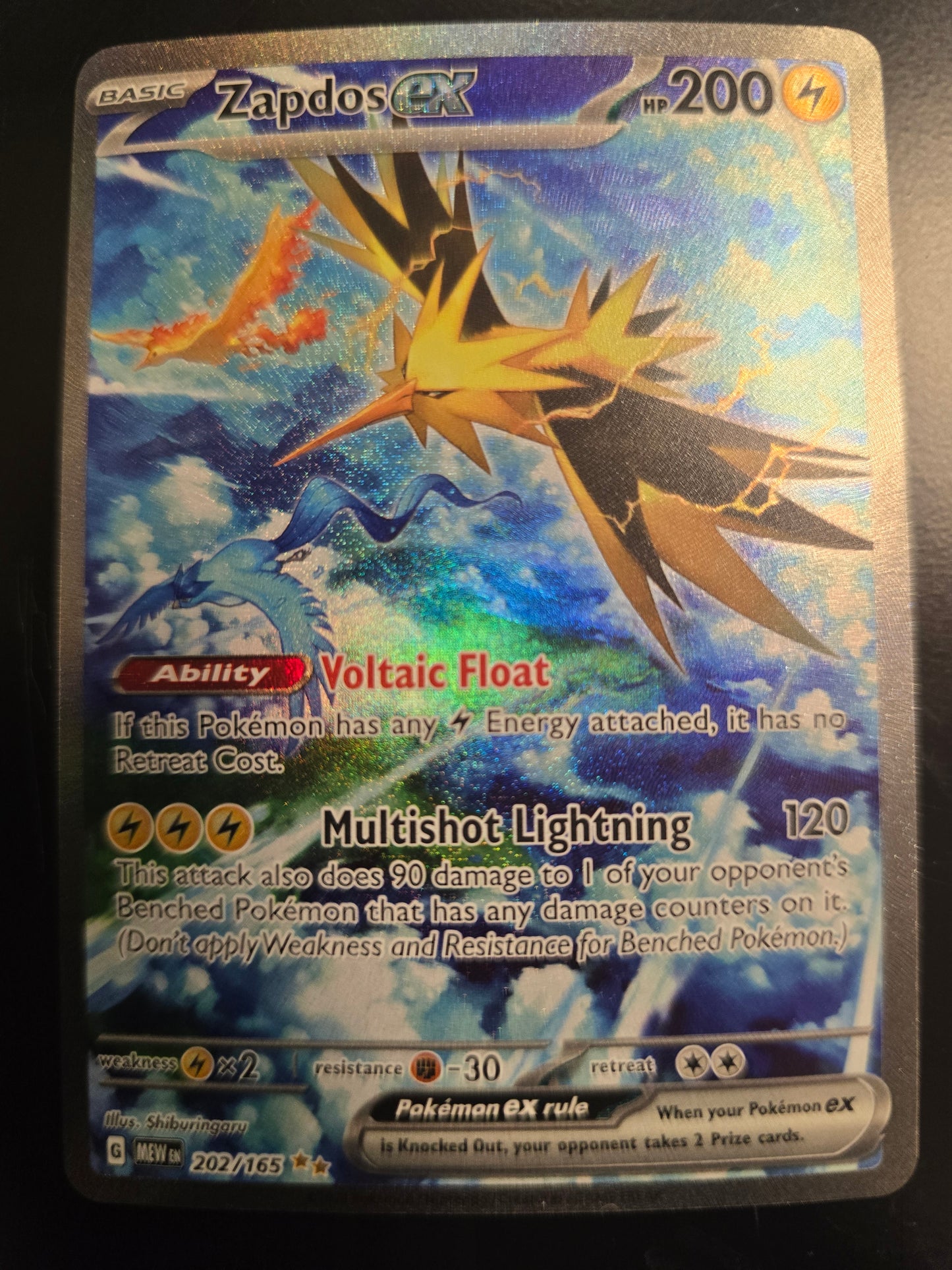 Zapdos Ex 202/165 Scarlet & Violet 151 Holofoil NM