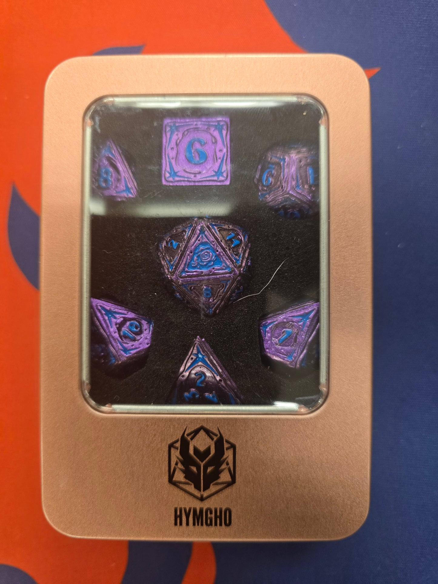 HYMGHO Metal Sorcerer 7-Set Dice Purple W/Blue