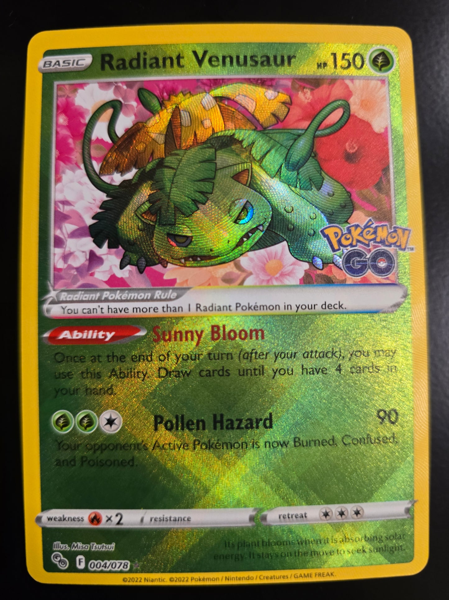 Radiant Venusaur 004/078 Pokemon GO Holofoil NM