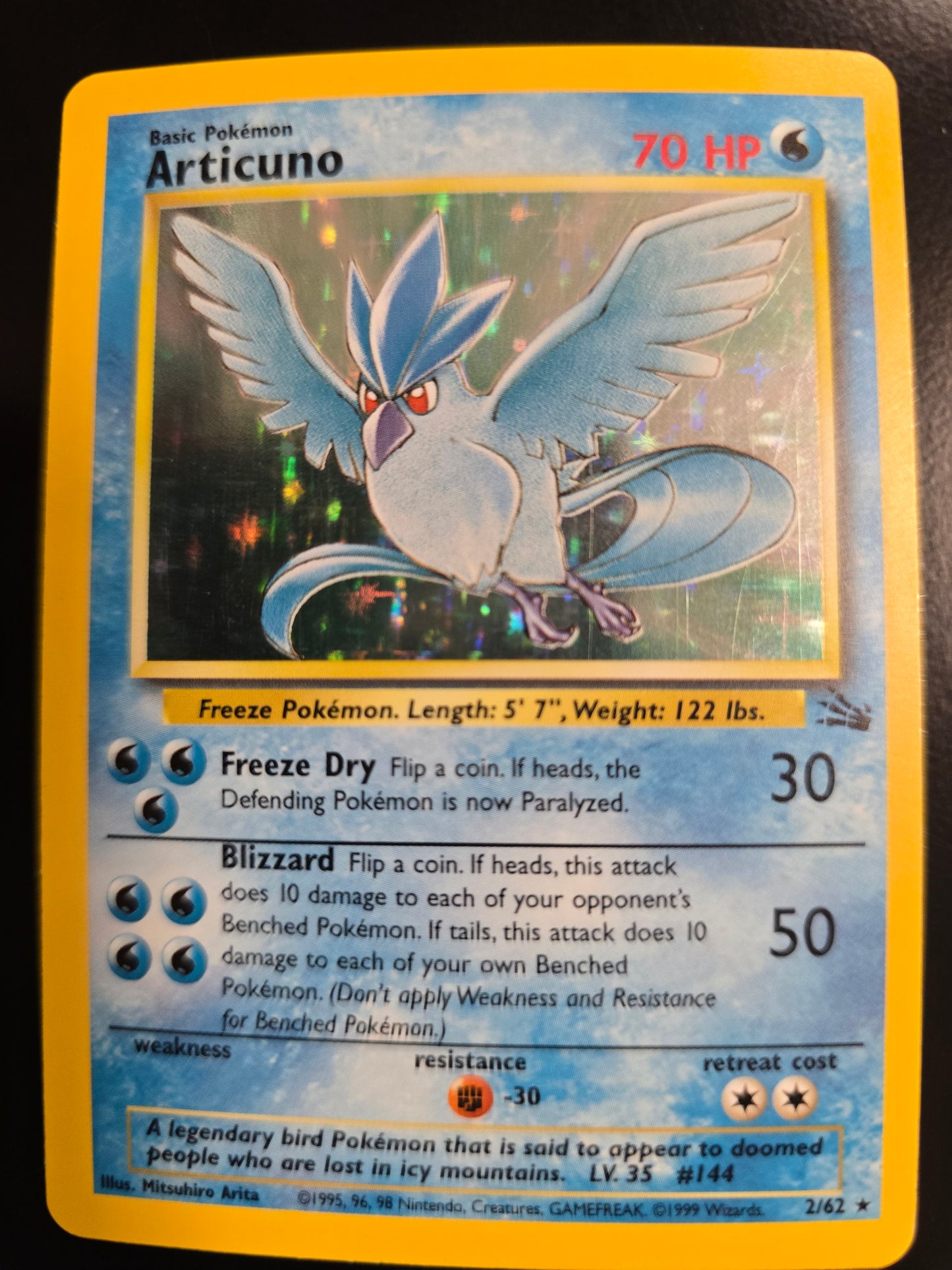 Articuno 2/62 Fossil Unlimited Holofoil NM