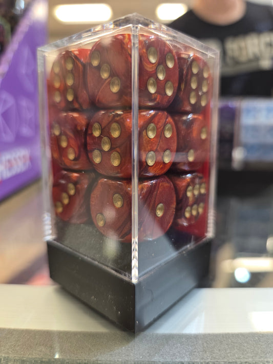 Chessex Dice Scarlet/Gold set of 12 16mm D6