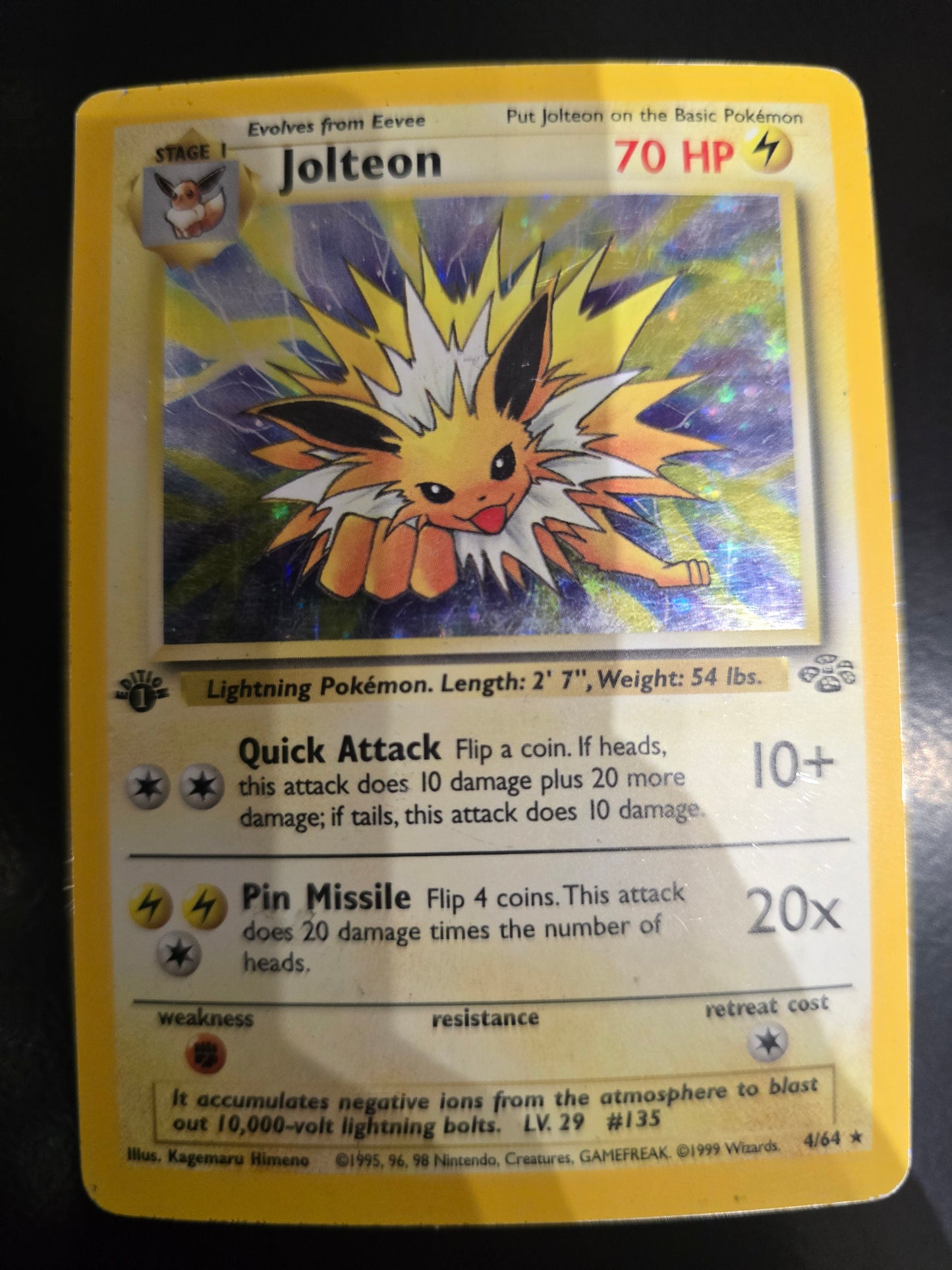 Jolteon 4/64 Jungle 1st Edition Holofoil MP