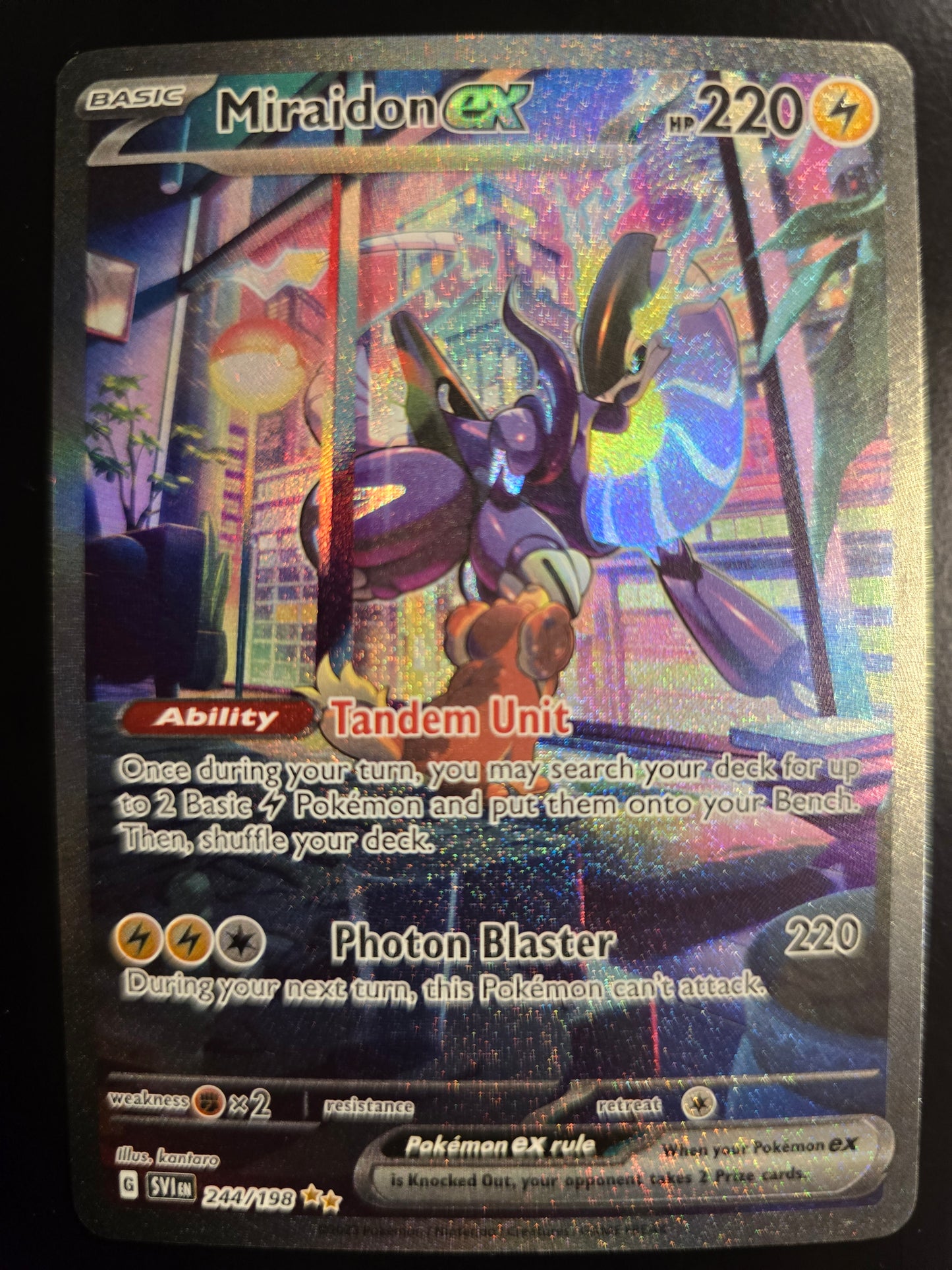 Miraidon Ex 244/198 Scarlet & Violet Base Set Holofoil NM