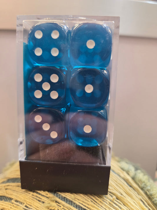 Chessex Dice Teal/White set of 12 16mm D6