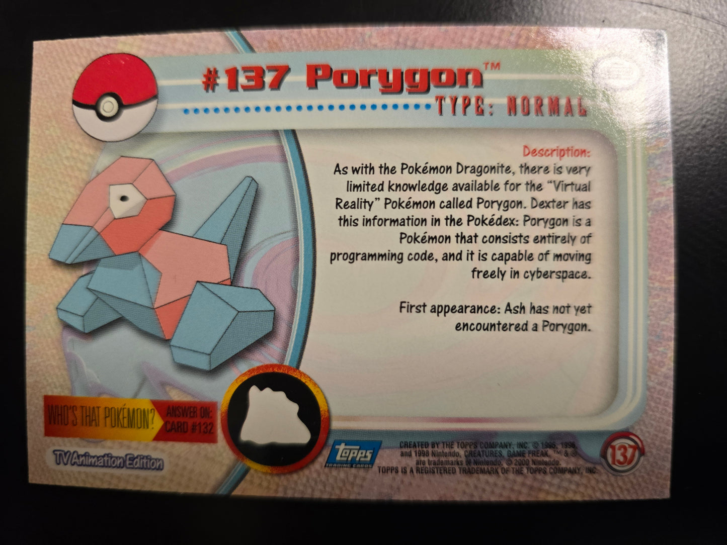 #137 Porygon Topps Trading Cards