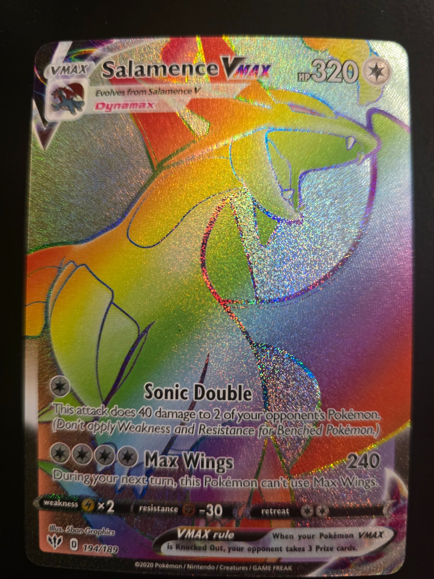 Salamence VMAX (Secret) 194/189 Darkness Ablaze Holofoil NM