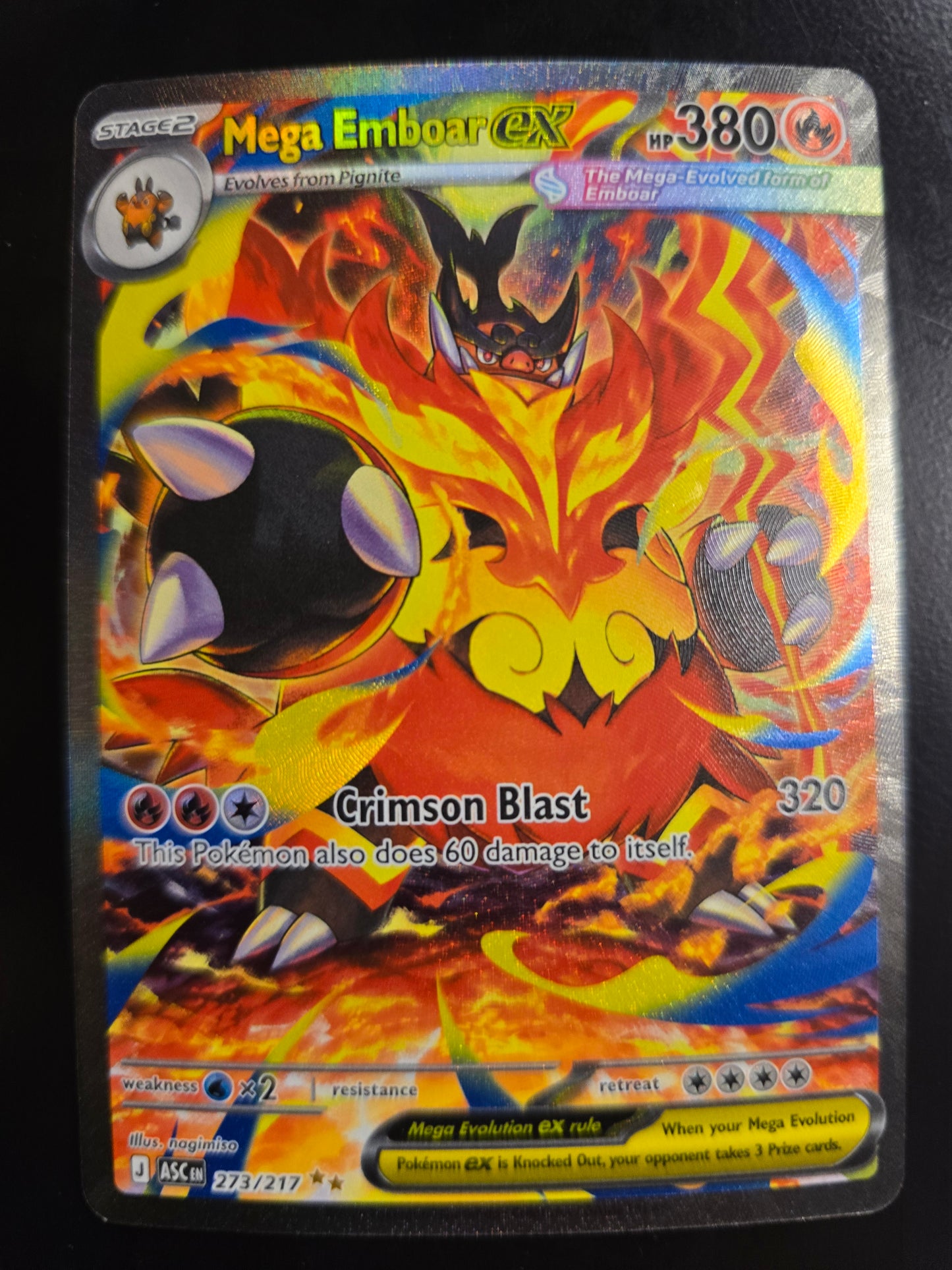 Mega Emboar Ex 273/217 Ascended Heroes Holofoil NM